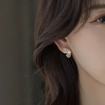 Butterfly Shape Pearl Stud Earrings